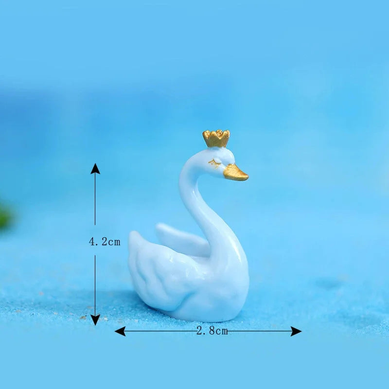 1Pcs Swan Couple Model DIY Fairy Miniature Bird Figure Resin/ PVC Figurine Terrarium Ornaments Valentine's Day Gift Fairy Garden Peaceful Pleasures Health and Wellness blue