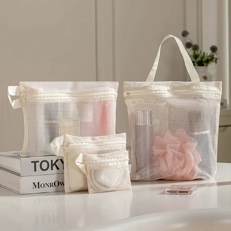 Portable Mesh Wash Bag | Travel Shower Toiletry Organizer