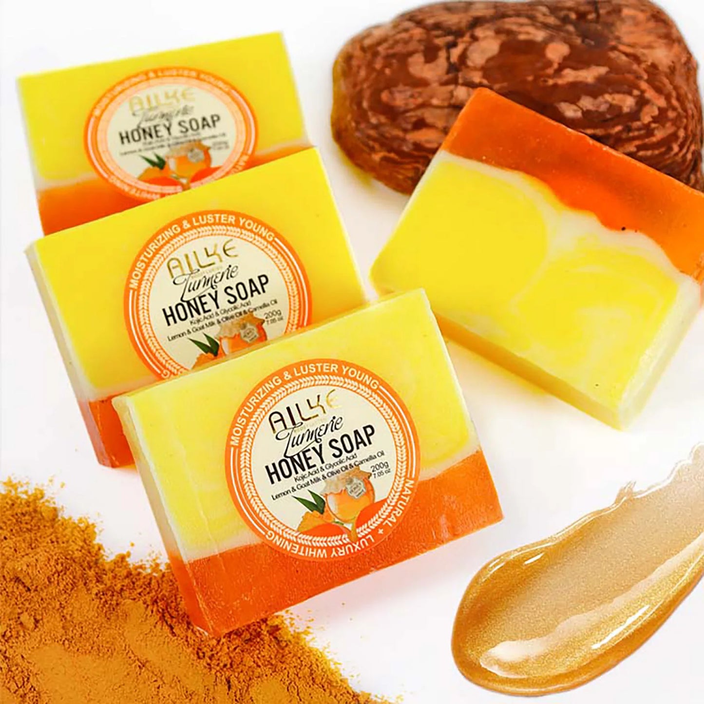 AILKE Turmeric Honey Soap Bar | Kojic Acid & Lemon 200g