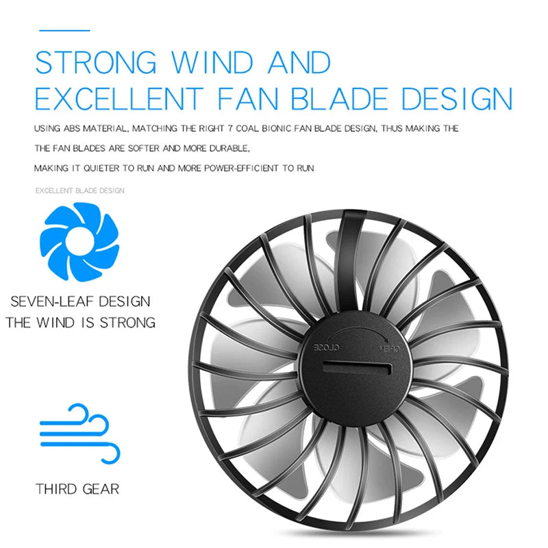 360 Degree Adjustable Rechargeable Mini USB Fan with LED Light Aromatherapy 3 Speeds Wearable Outdoor Personal Fan Made Plastic Peaceful Pleasures Health and Wellness