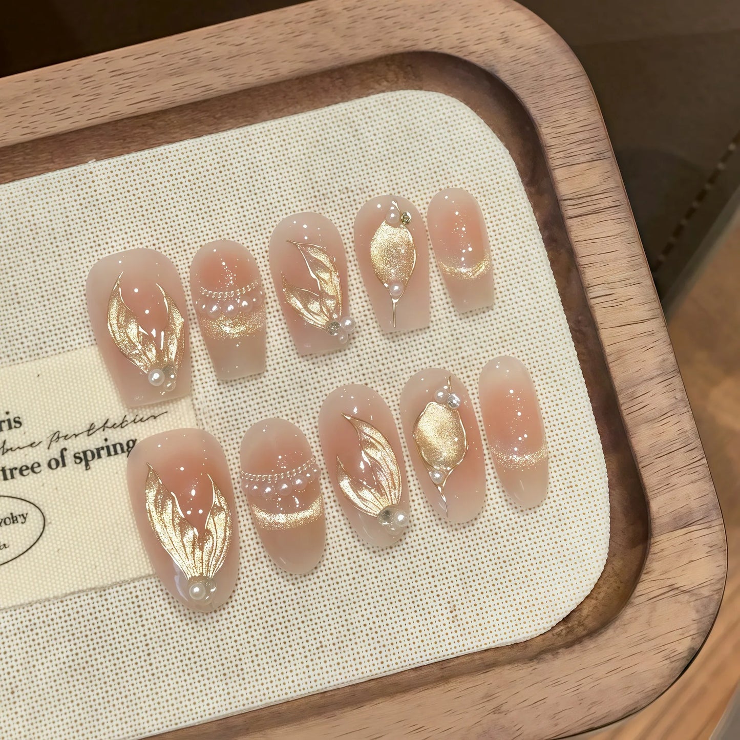 Handmade Press on Nails Dreamy Mermaid Tail Cat Eye Pearl Decor False Nails Full Cover French Cat Eye Shiny Korean Fake Nails Peaceful Pleasures Health and Wellness