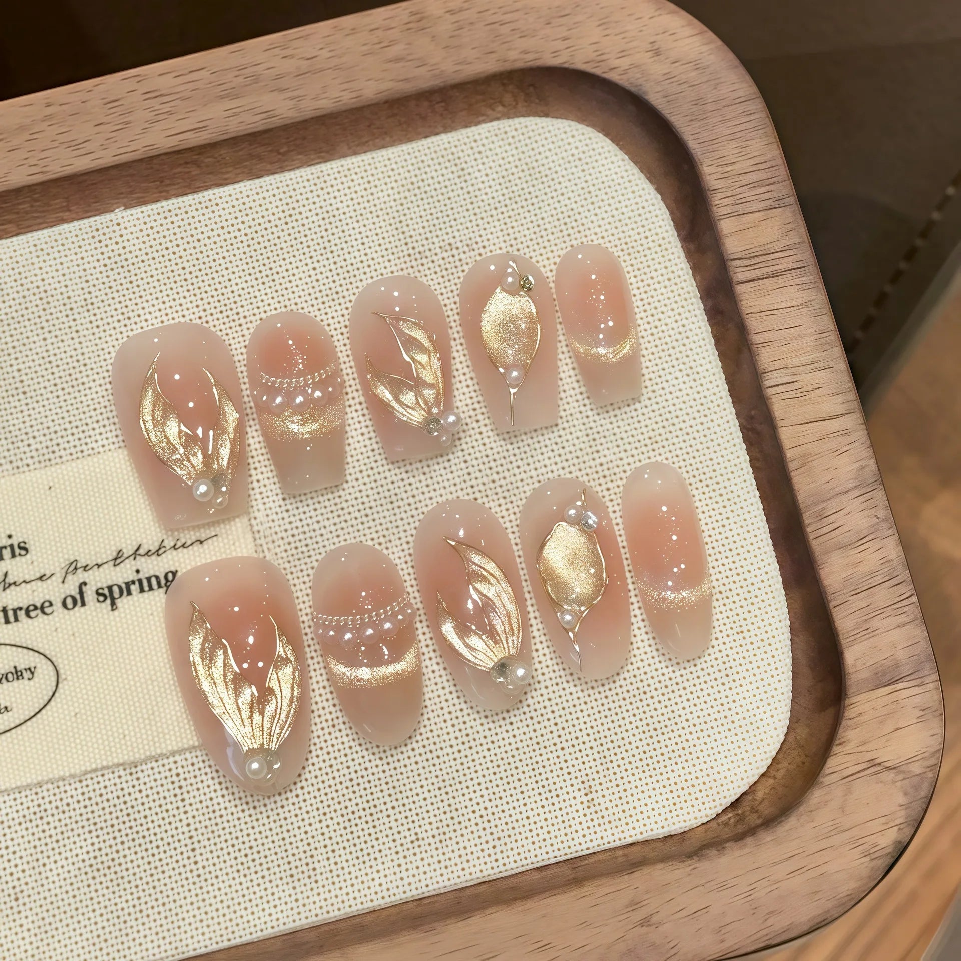 Handmade Press on Nails Dreamy Mermaid Tail Cat Eye Pearl Decor False Nails Full Cover French Cat Eye Shiny Korean Fake Nails Peaceful Pleasures Health and Wellness