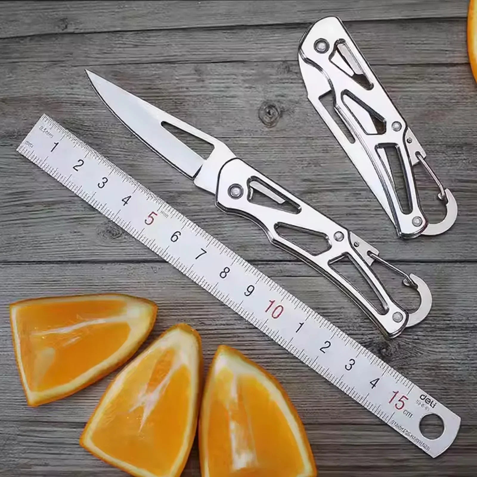 Stainless Steel Folding Fruit Knife with Keychain – Non-Slip Peaceful Pleasures Health and Wellness