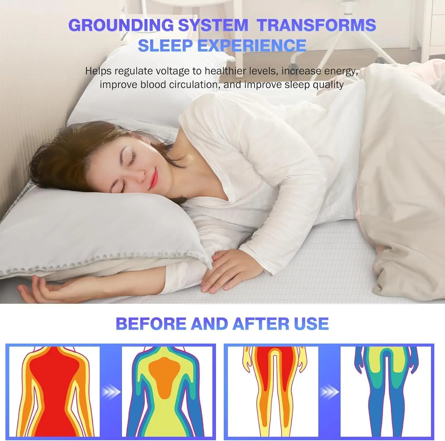 Grounding Fitted Sheets 10% Silver Fiber Bed Sheet Conductive Bedsheet Anti-ESD Release Pressure Improve Sleep Keep Health ﻿ Peaceful Pleasures Health and Wellness