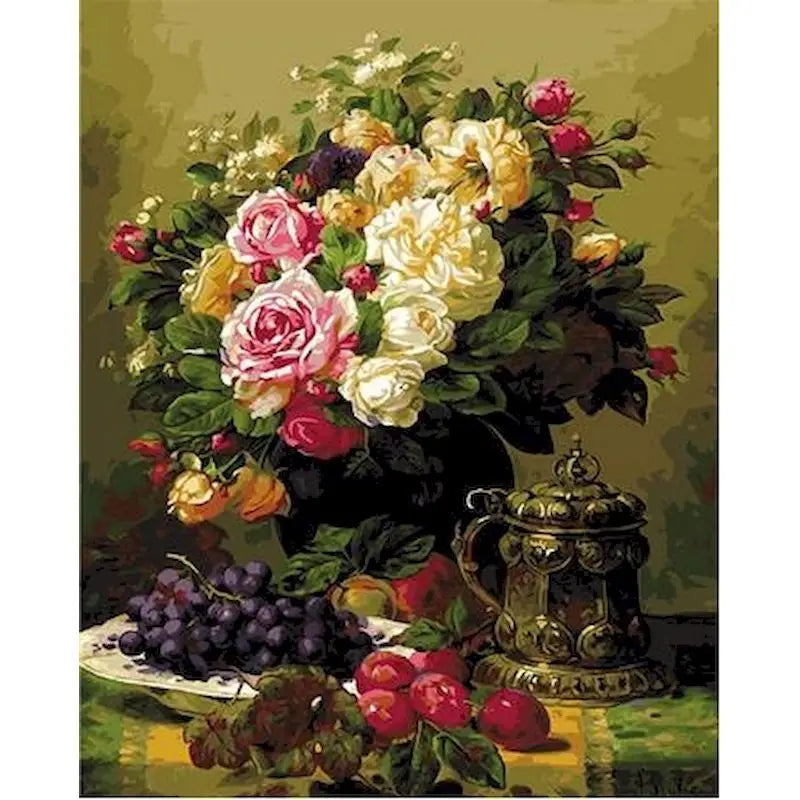 Classical Flowers Paint by Numbers Kit for Adults – 60×75cm