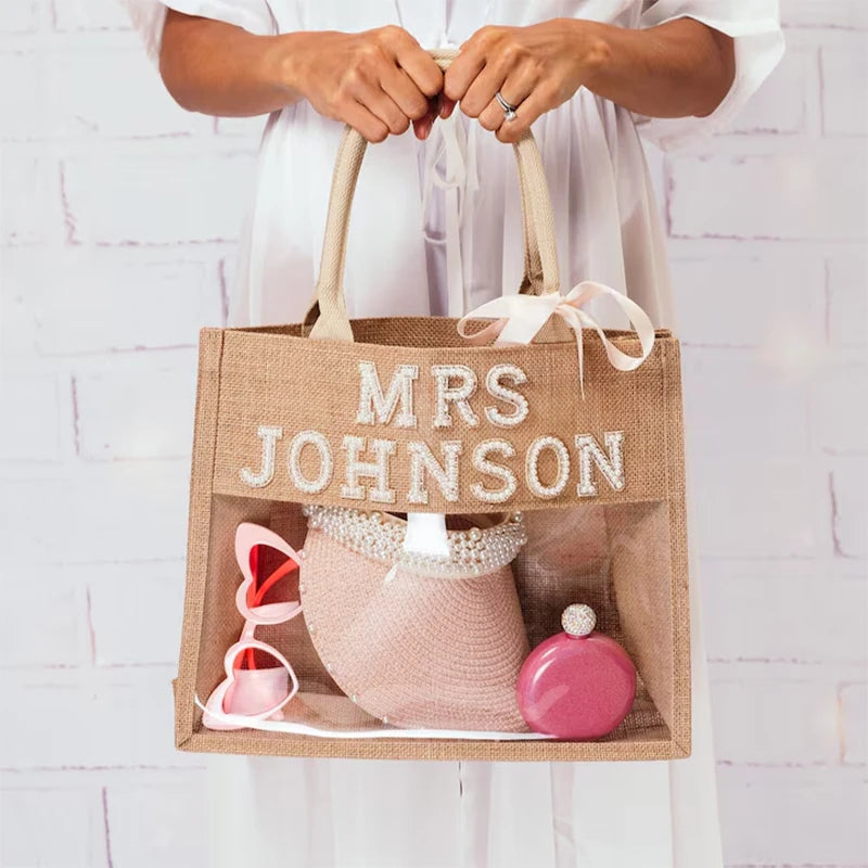 Custom Mrs Transparent Tote Bag | Bridal Shower & Bachelorette