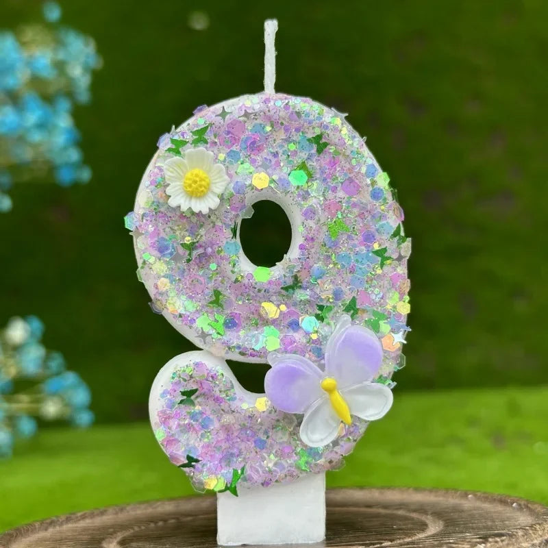 Number Cake Candle Butterflies Flowers Birthday Candle 1 2 3 4 5 6 7 8 9 3D Number Candle Cake Topper Birthday Party Cake Decor Peaceful Pleasures Health and Wellness 9