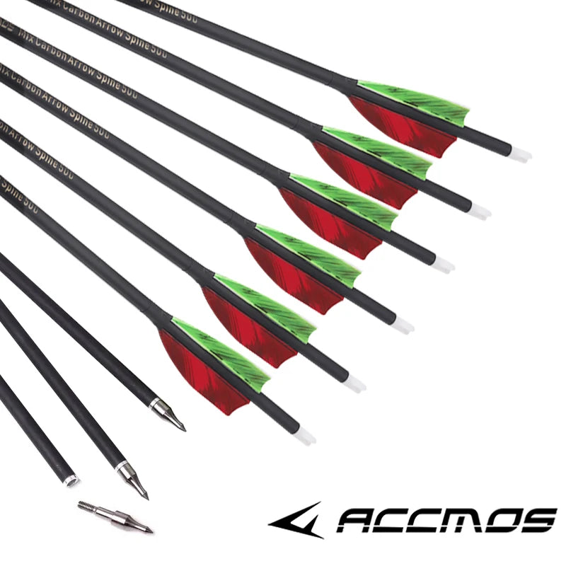 6 ID6 Sp500 Archary Carbon Arrows Turkey Feather 100 125gr Tips