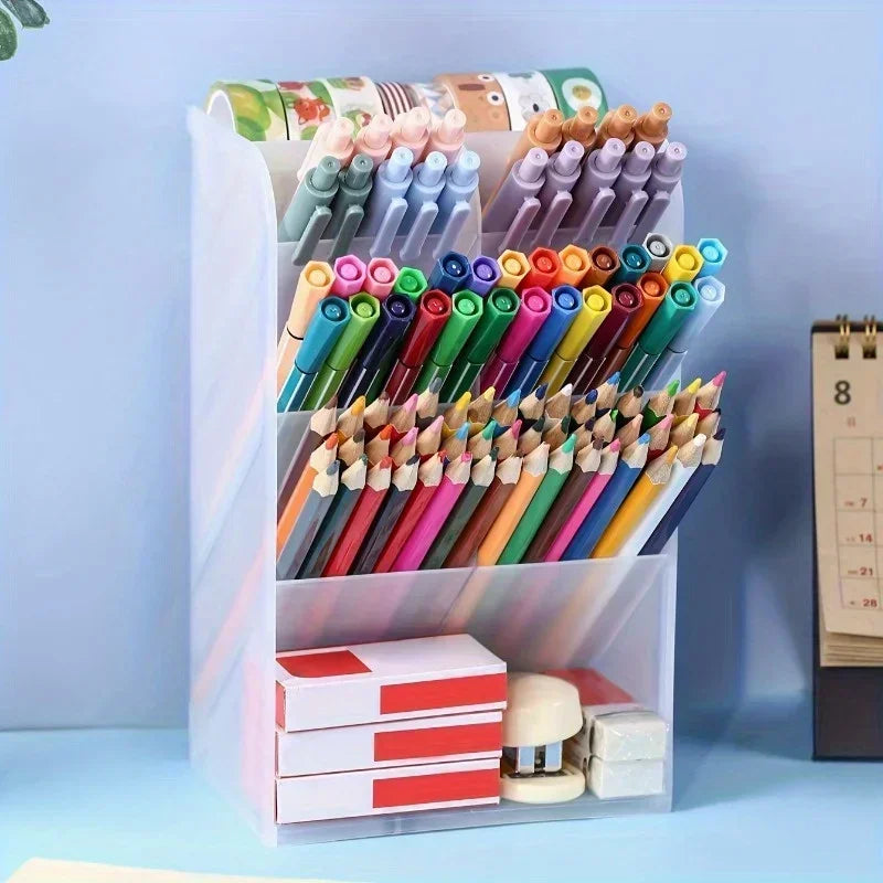 Transparent Desktop Pen Holder & Stationery Organizer