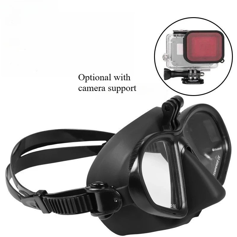 Pro Low-Volume Freediving Snorkel Mask with Camera Mount