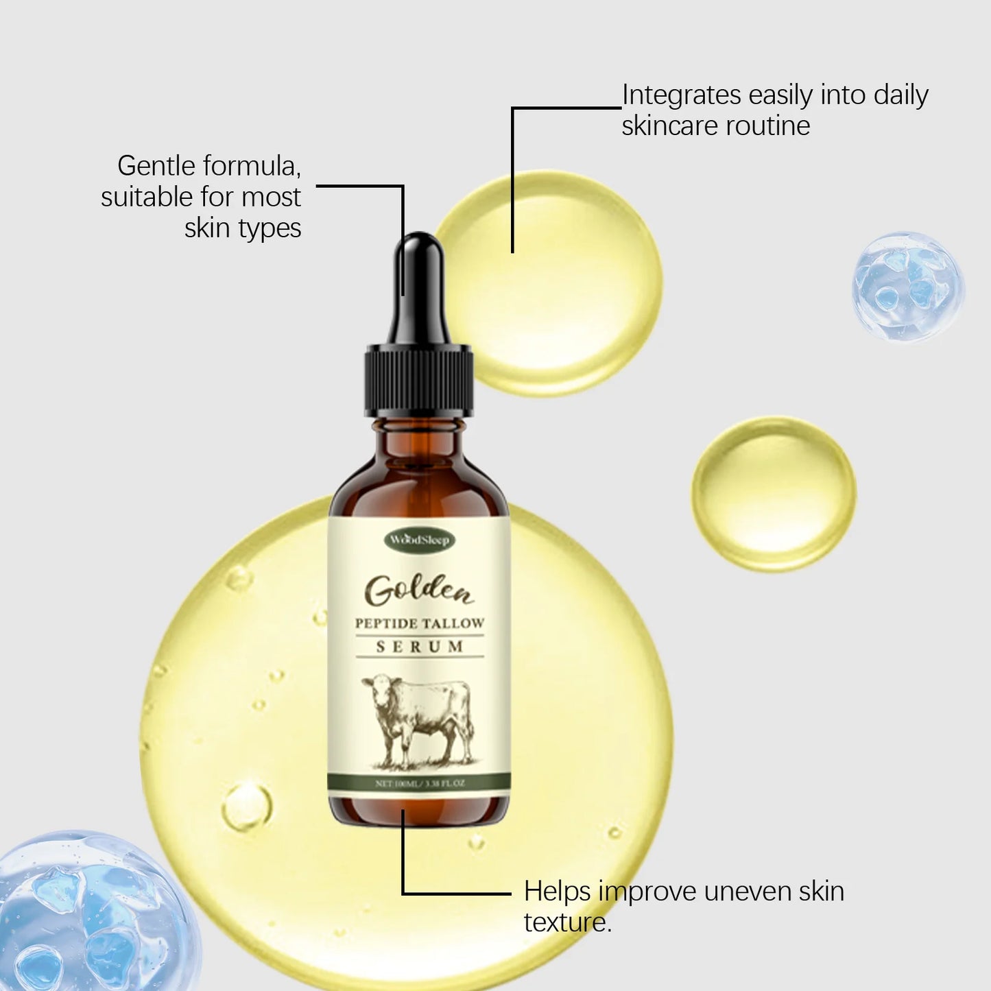 WOODSLEEP Golden Peptide Beef Tallow Face Serum | Hydrating