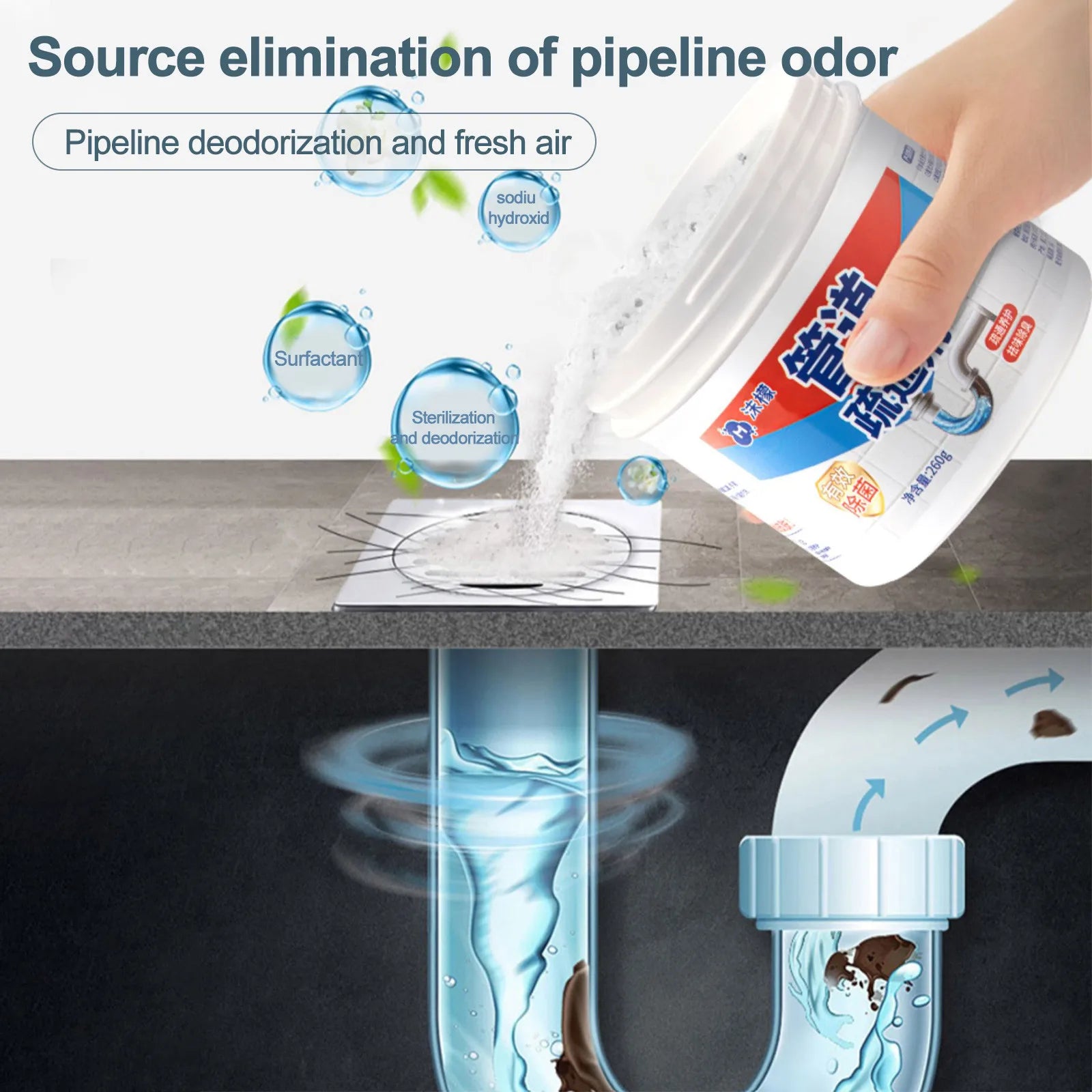 260g Strong Drain Cleaners Drain Wash Basin Pipe Dredging Agent Cleaning Powder Kitchen Water Sewer Toilet Cleaning Deodorant Peaceful Pleasures Health and Wellness