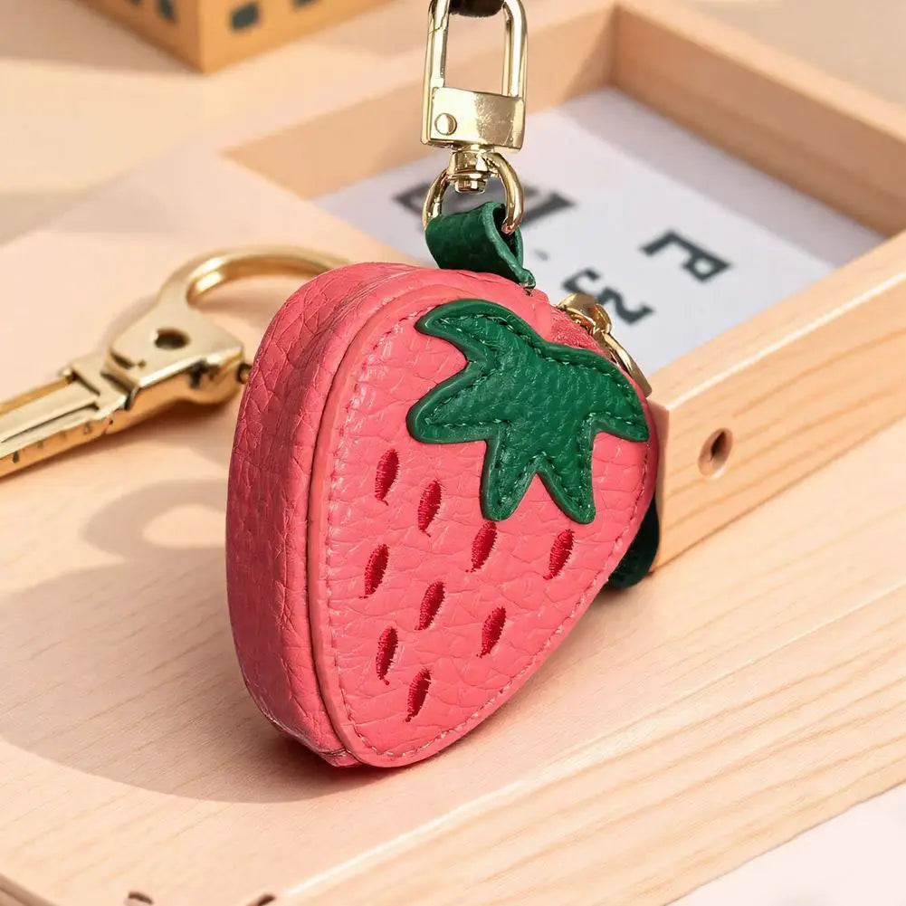 Cute Fruit Coin Purse Keychain | Cherry Blueberry PU Leather