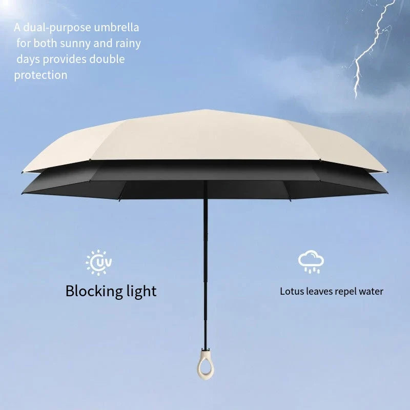 Portable 5-Fold UV & Rain Umbrella with Hollow-Out Handle