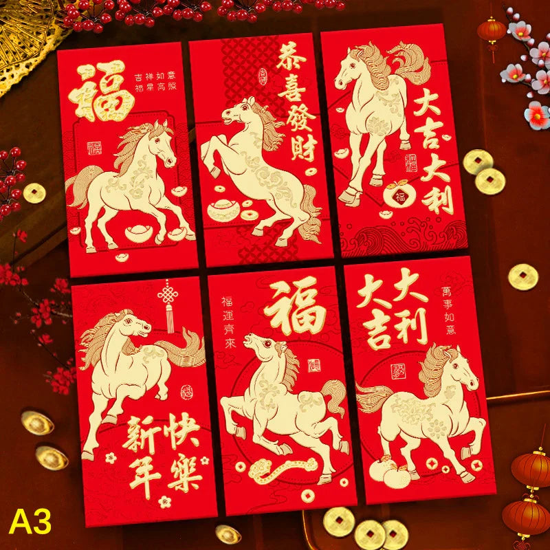 Chinese New Year Red Envelopes Year of the Horse – 6 Pack