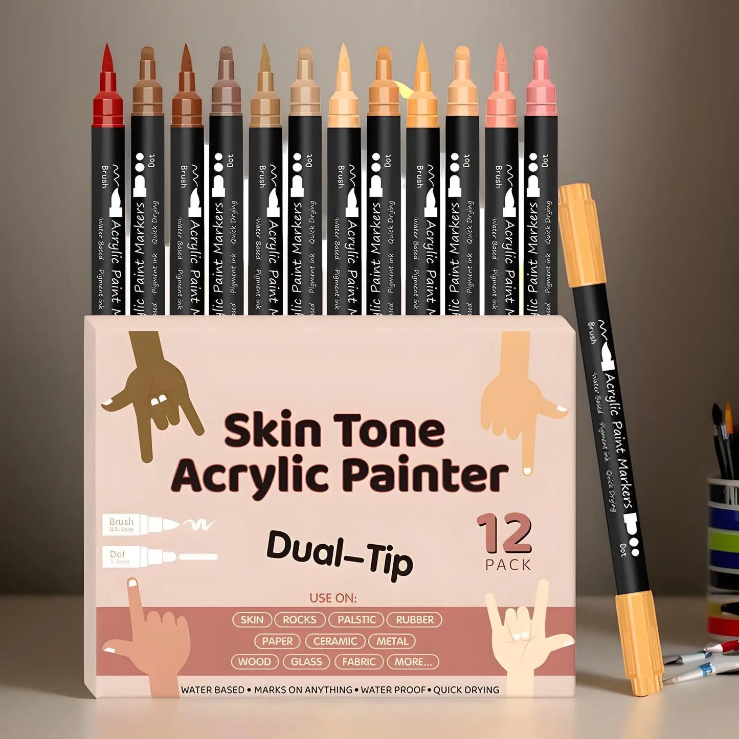 12-Pack Nail Art Pens – Waterproof Acrylic Body & Face Paint
