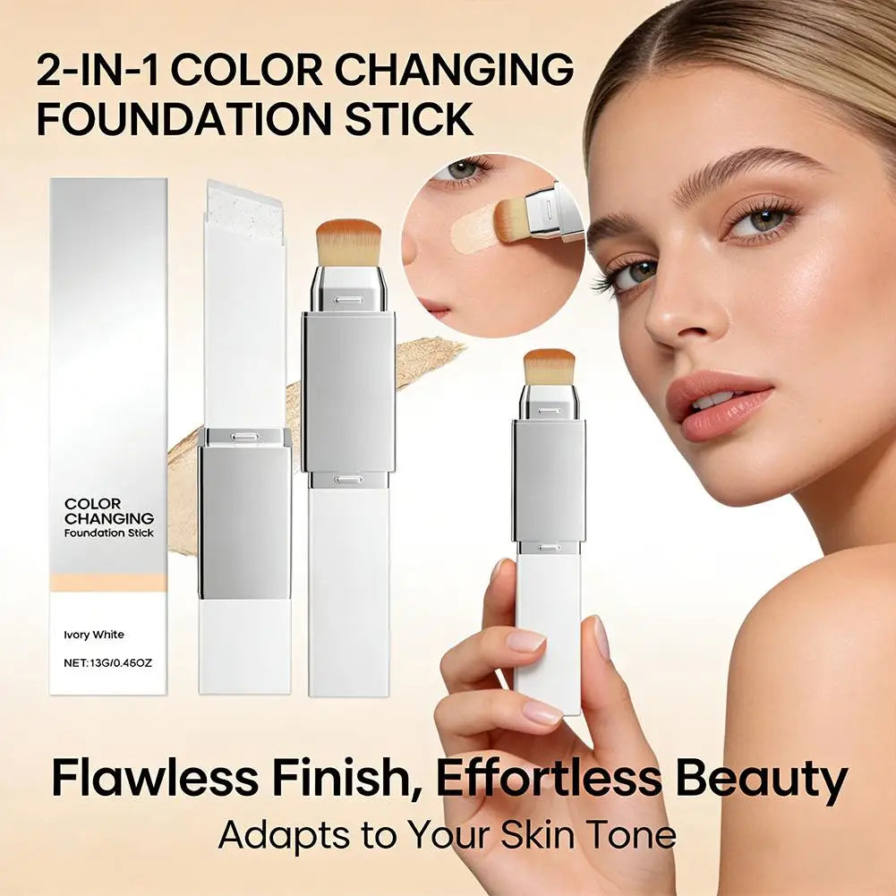 Color Changing Foundation Stick | Matte Buildable Coverage + Brush