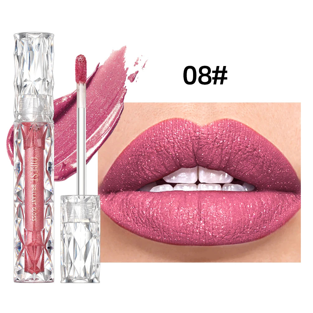QIBEST Waterproof Diamond Shimmer Glitter Lipgloss Matte Liquid Lipstick Shiny Pearl Lip Glaze Long Lasting LipTint Women Makeup Peaceful Pleasures Health and Wellness 8