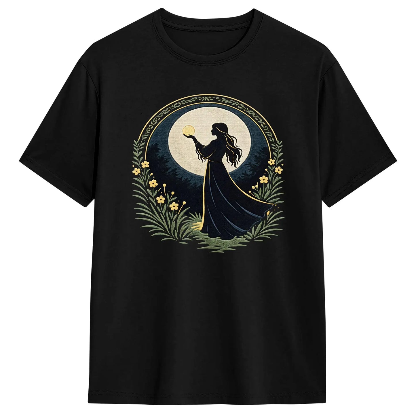 Men's Moon Goddess T Shirt Pure Cotton Clothes Vintage Short Sleeve Crew Neck Tees New Arrival T-Shirt Peaceful Pleasures Health and Wellness