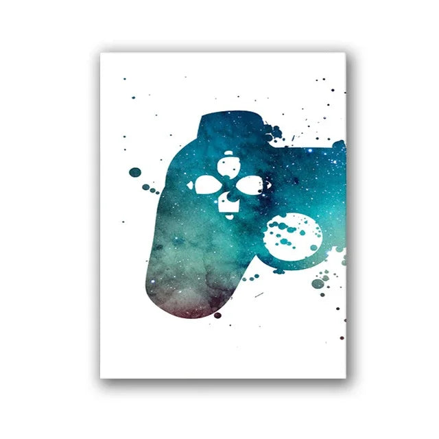 Minimalist Gamepad Controller Canvas Poster Modern Gaming Room Wall Art Print for Gamer Bedroom Home Decoration Peaceful Pleasures Health and Wellness SKU-4 20x30cm Unframed