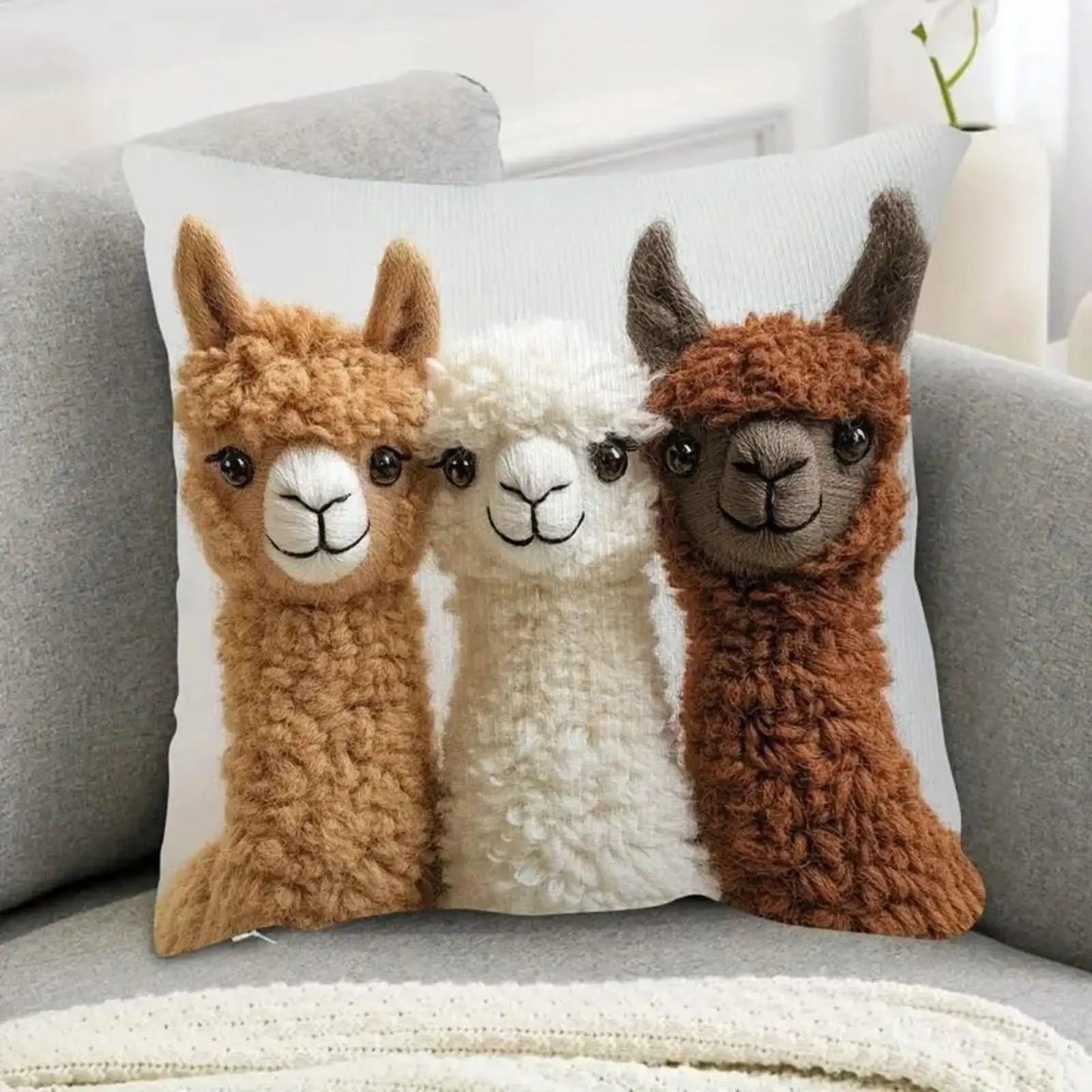 18x18 Inch Decorative Pillow Cases Cute Alpaca Soft Couch Pillow Covers Modern Decor for Living Room Bedroom Sofa Bed Chair Peaceful Pleasures Health and Wellness