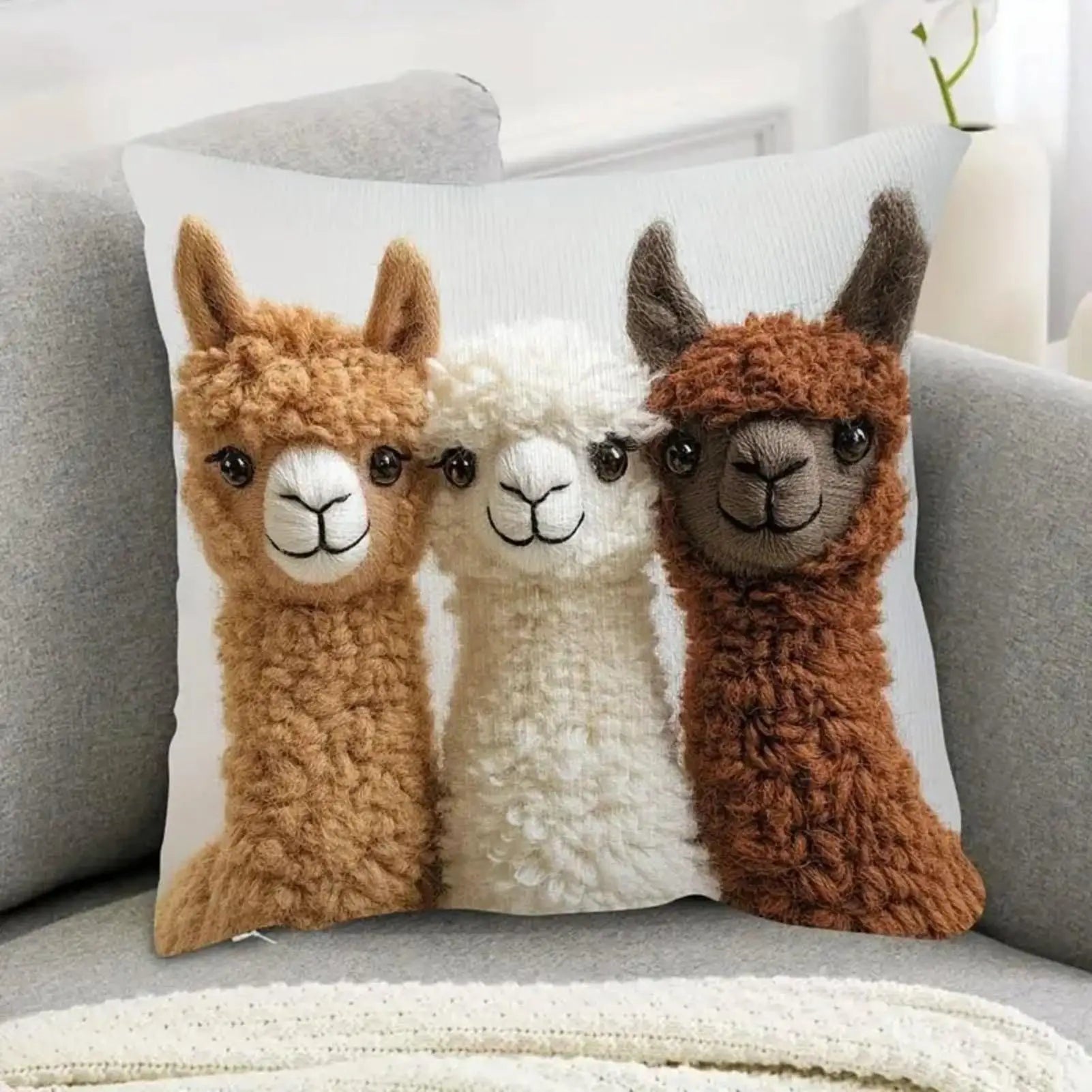 18x18 Inch Decorative Pillow Cases Cute Alpaca Soft Couch Pillow Covers Modern Decor for Living Room Bedroom Sofa Bed Chair Peaceful Pleasures Health and Wellness
