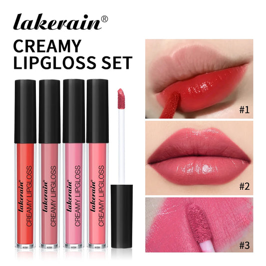 4pcs Creamy Lip Gloss Cream Matte Long-Lasting Non-Stick Cup Not Fade Waterproof Pigmented Velvet Lipgloss Gift For Girlfriend Peaceful Pleasures Health and Wellness