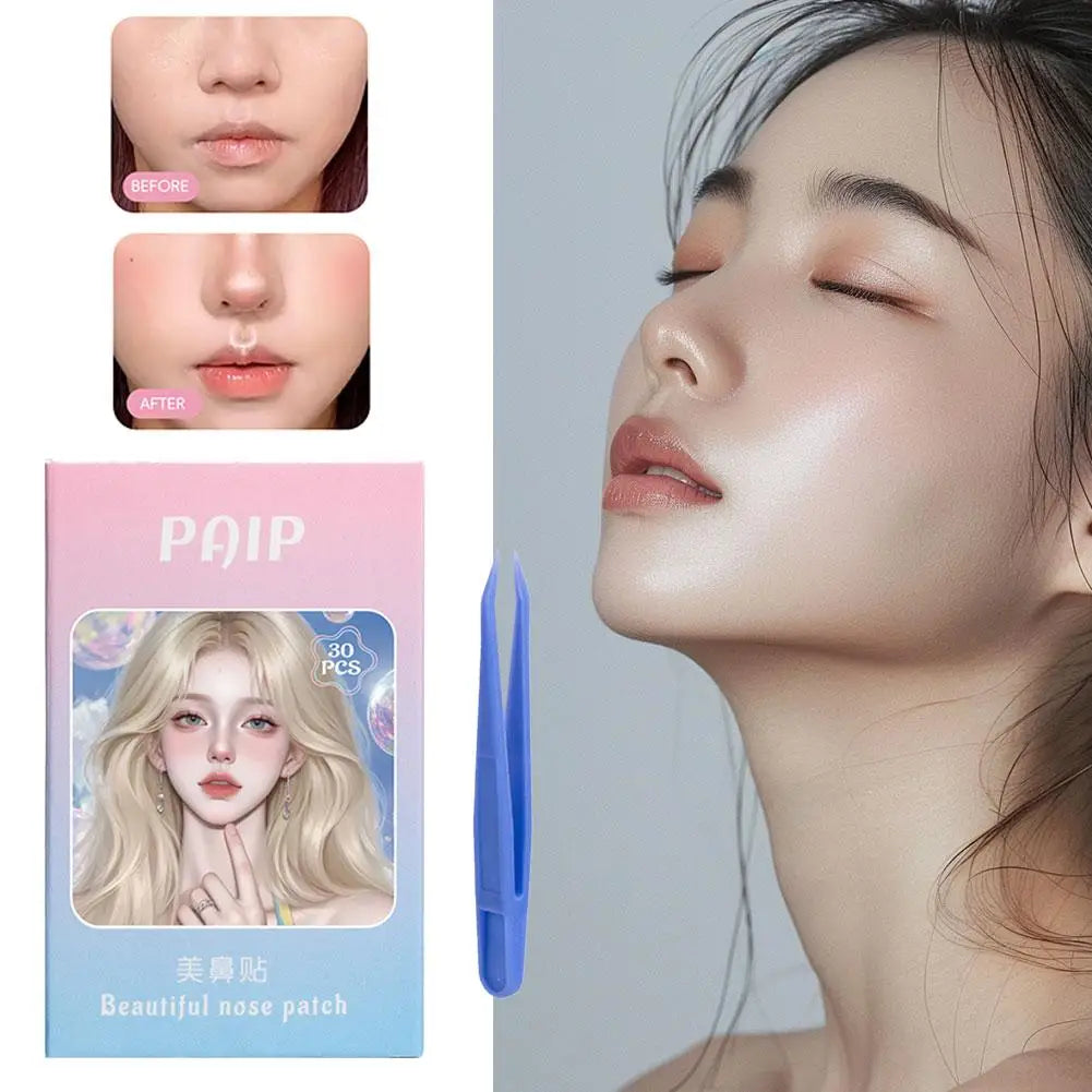 30-Pack Invisible Nose Slimming Strips – Breathable Wing Stickers