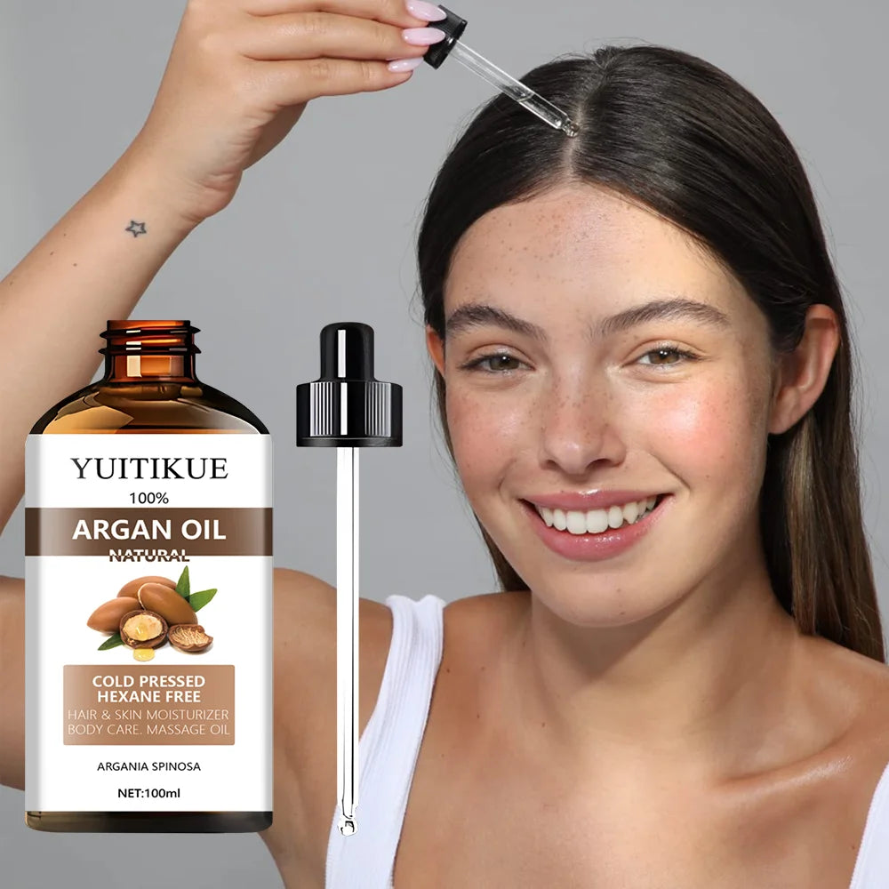 100% Moroccan Argan Oil Serum - Suitable for Hair, Skin, and Body, Enhances Shine and Softness, Multipurpose Moisturizer Peaceful Pleasures Health and Wellness