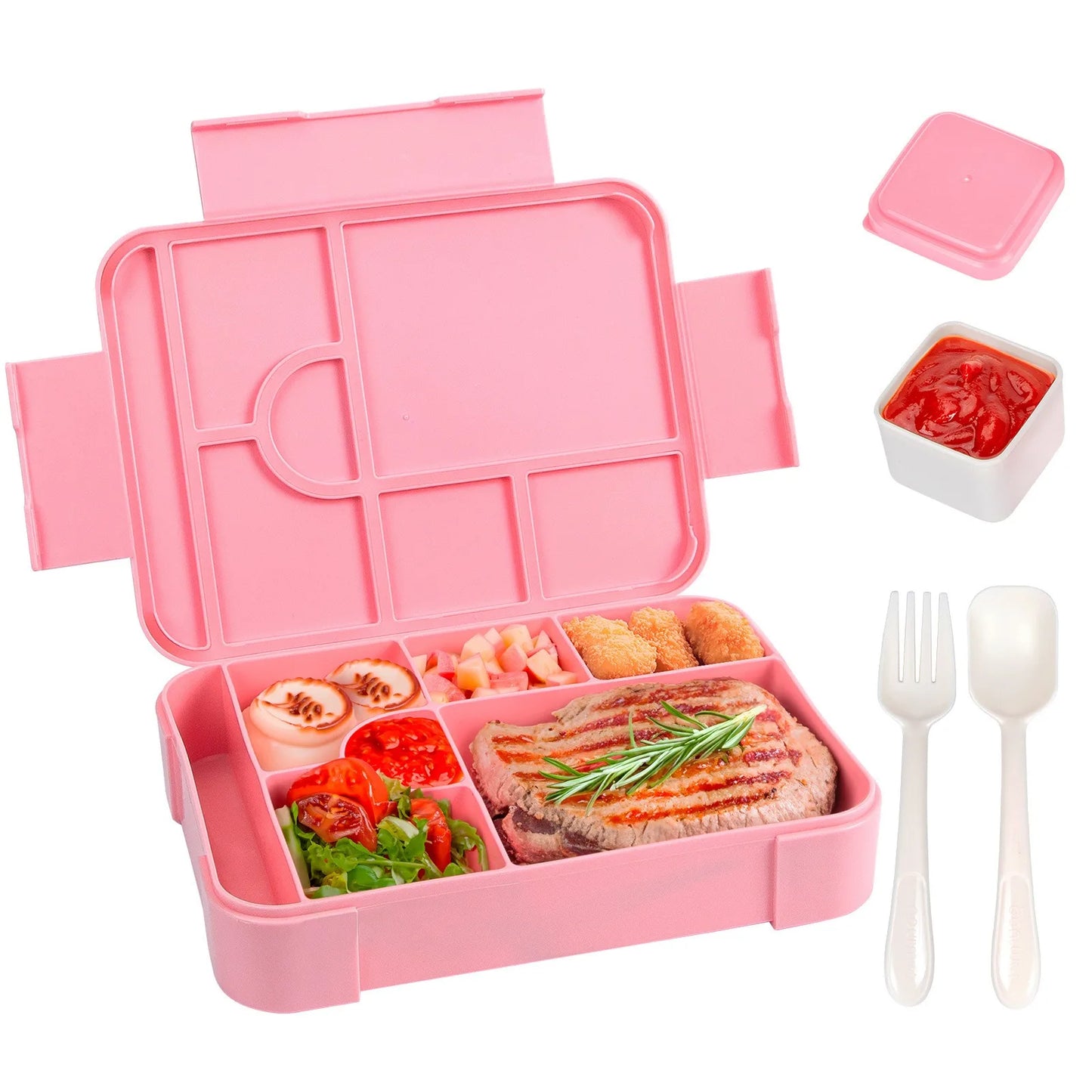 Kids Cartoon Bento Lunch Box – Leakproof Divided Microwave-Safe Food Container for School