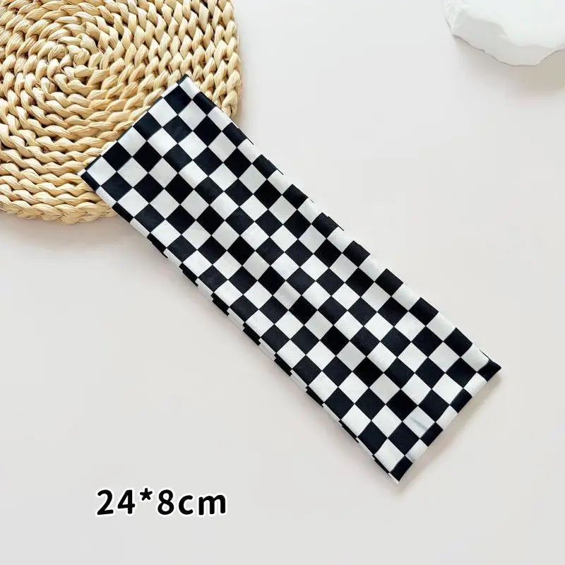 Checkerboard Elastic Headband | Sports & Yoga Hairband for Women