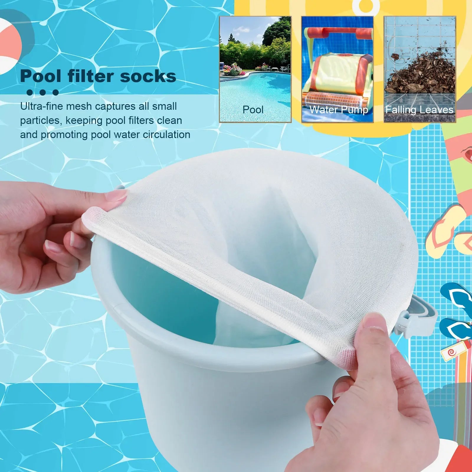 5/10/20/30/50/100pcs Filter Storage Pool Skimmer Socks Nylon Swimming Pool Filter Socks For Baskets Skimmers White Pool Supply Peaceful Pleasures Health and Wellness