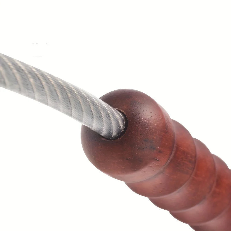 Tactical Steel Cable Whip Wood Handle Survival Emergency Tool