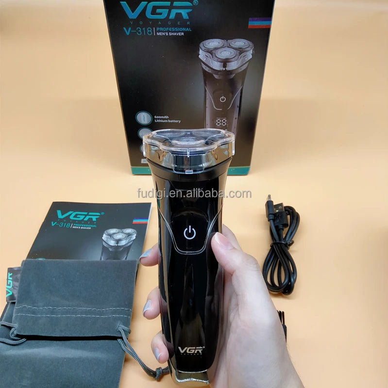 VGR 318 Shaver Electric Razor Professional Shaving Machine Floating Beard Trimmer IPX7 Waterproof Rechargeable Shaver for Men Peaceful Pleasures Health and Wellness