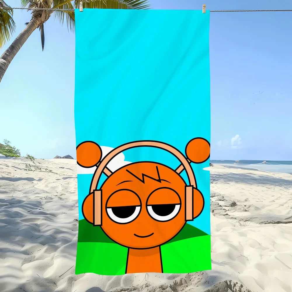 Sprunki Pattern Quick-Dry Beach Towel | Pool, Gym & Travel