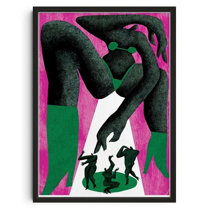 Japanese Okinawa Bauhaus Geometric Snake Canvas Wall Art Print