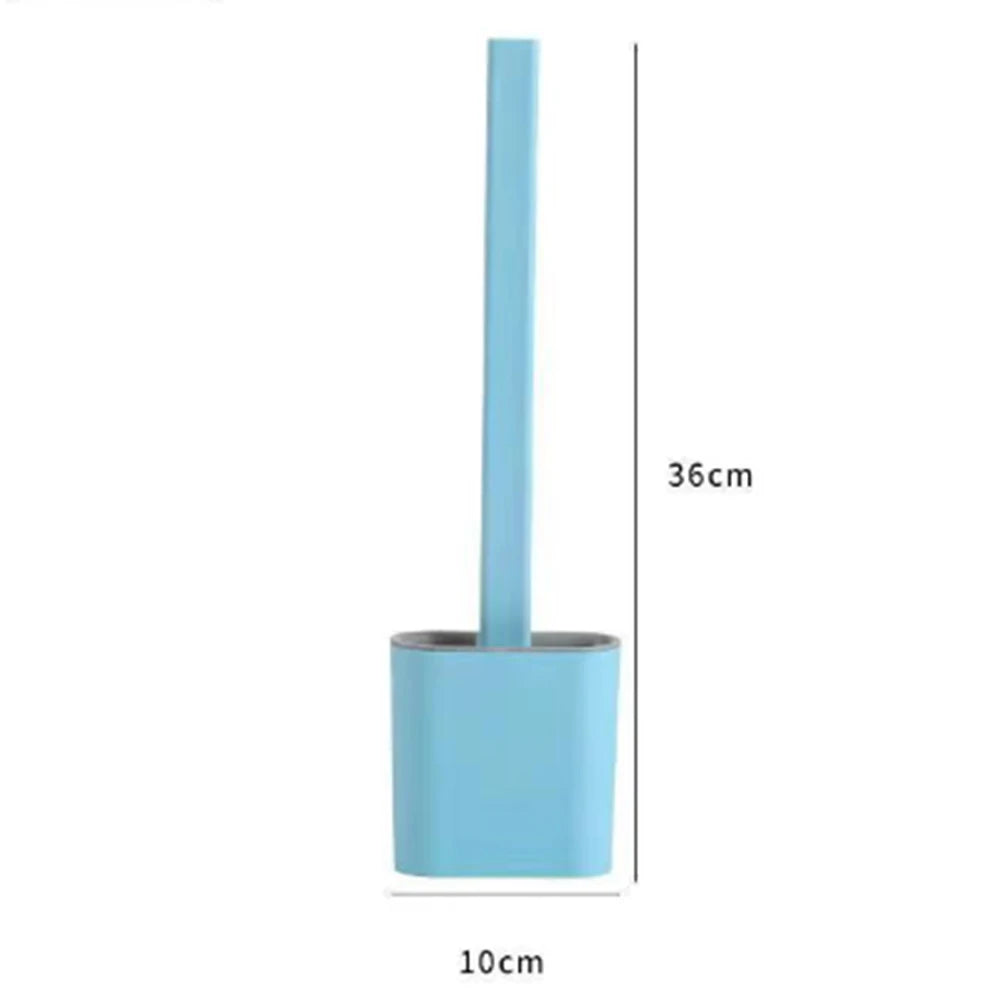 Flexible Toilet Brush Cleaner Long Handle Hanging Silicone 360 Degree No-Dead-Corner Flexible Cleaner Brush Holder Set Bathroom Peaceful Pleasures Health and Wellness 3pcs Blue