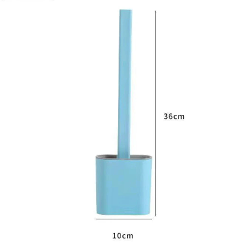 Silicone Toilet Brush & Holder Set – 360° Flexible Long Handle