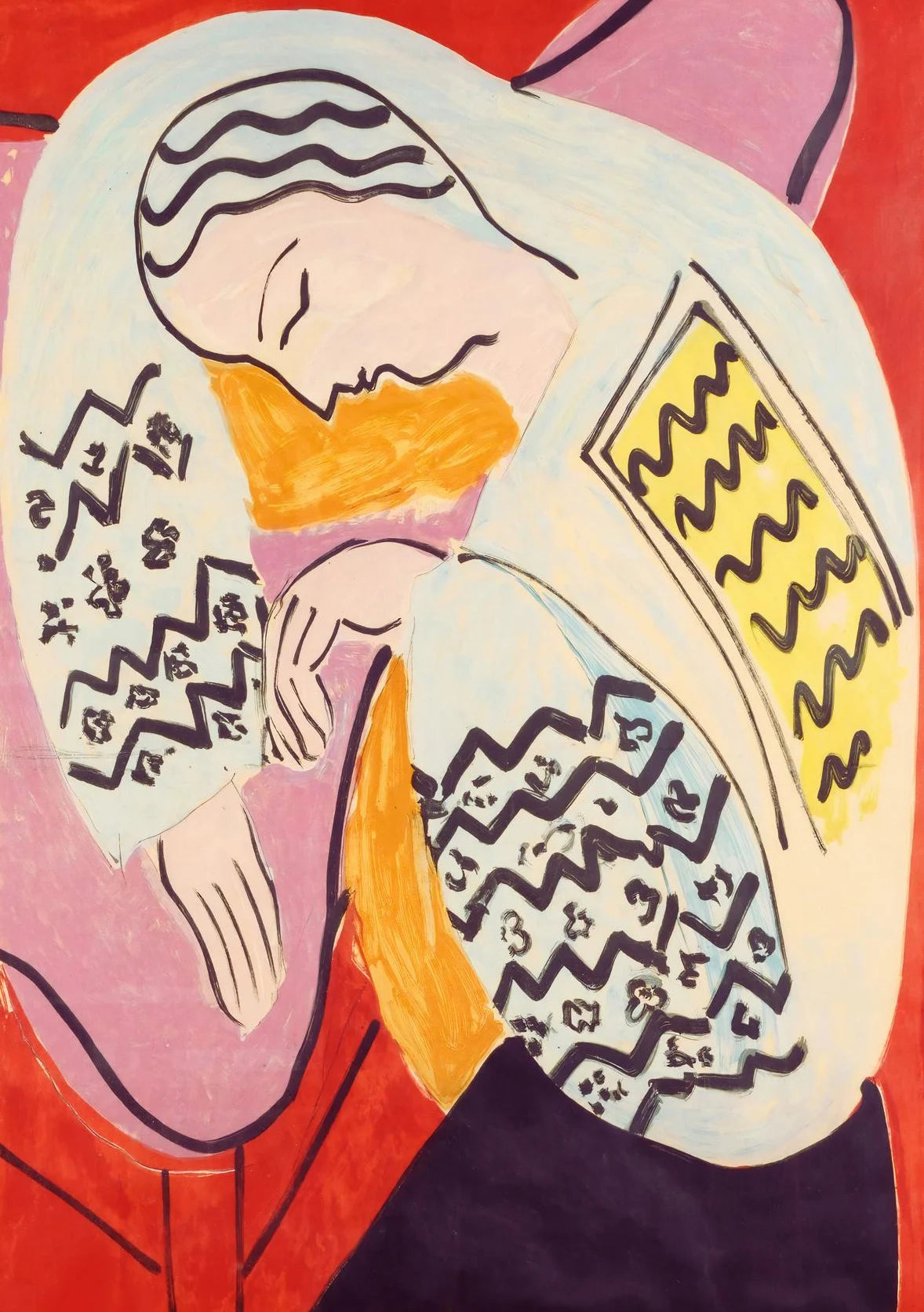Retro Abstract French Henri Matisse Female Portrait Art Posters Prints Canvas Painting Wall Art Picture Living Room Home Decor Peaceful Pleasures Health and Wellness 1 50x70cm