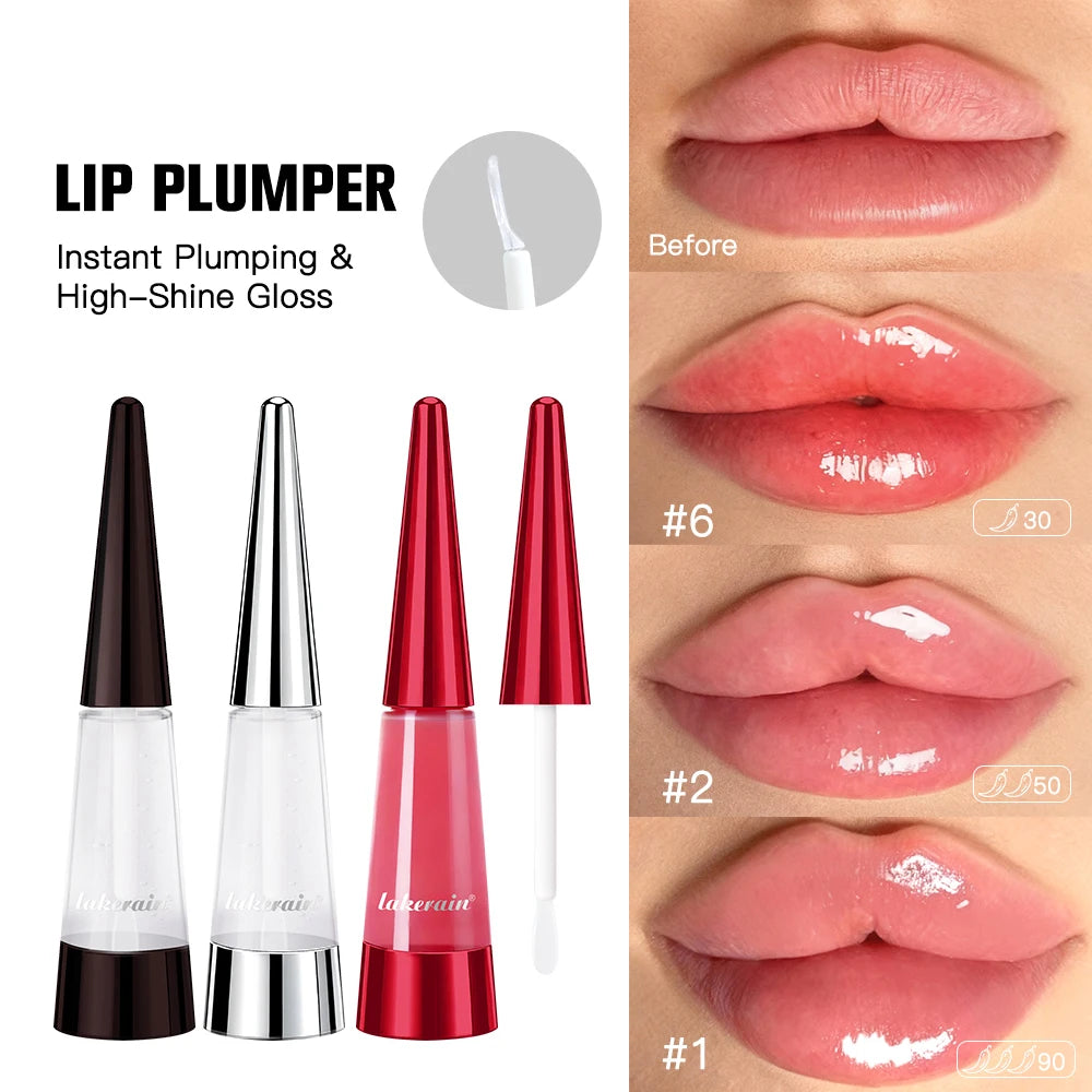 Lakerain Lip Plumper Moisturizing Lip Gloss Transparent Plump Lips Care Lip Stuffer Gift Korean Cosmetics Peaceful Pleasures Health and Wellness