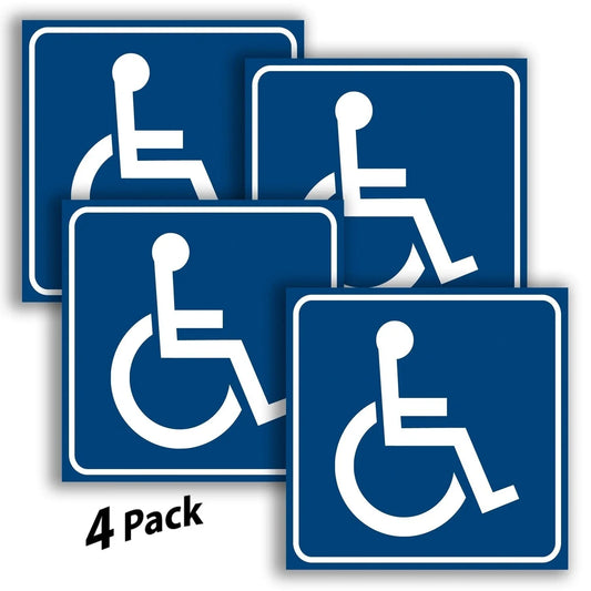 4 Pack, 6x6 inch Handicap Signs Stickers Decal Symbol Peaceful Pleasures Health and Wellness Default Title