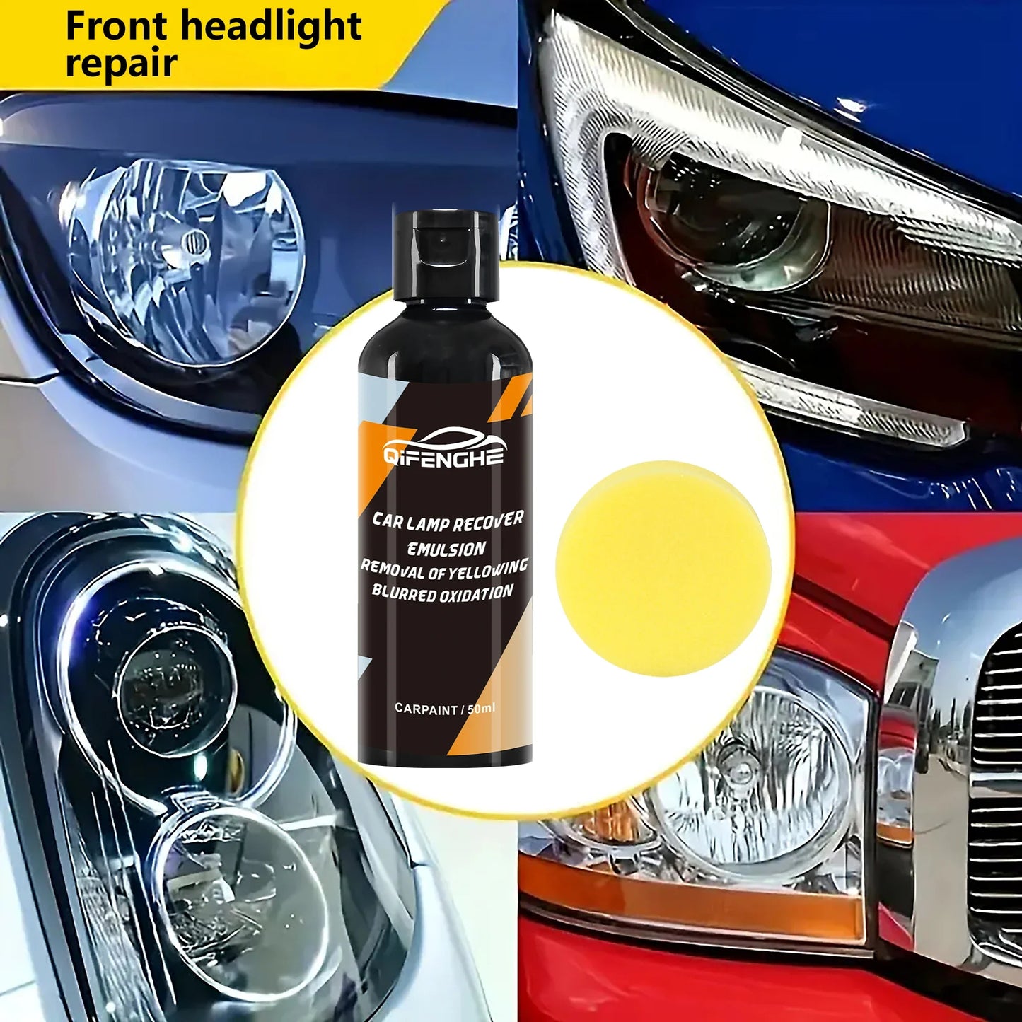 Car Headlight Restoration Liquid & Wax – Clears Yellowed Lenses