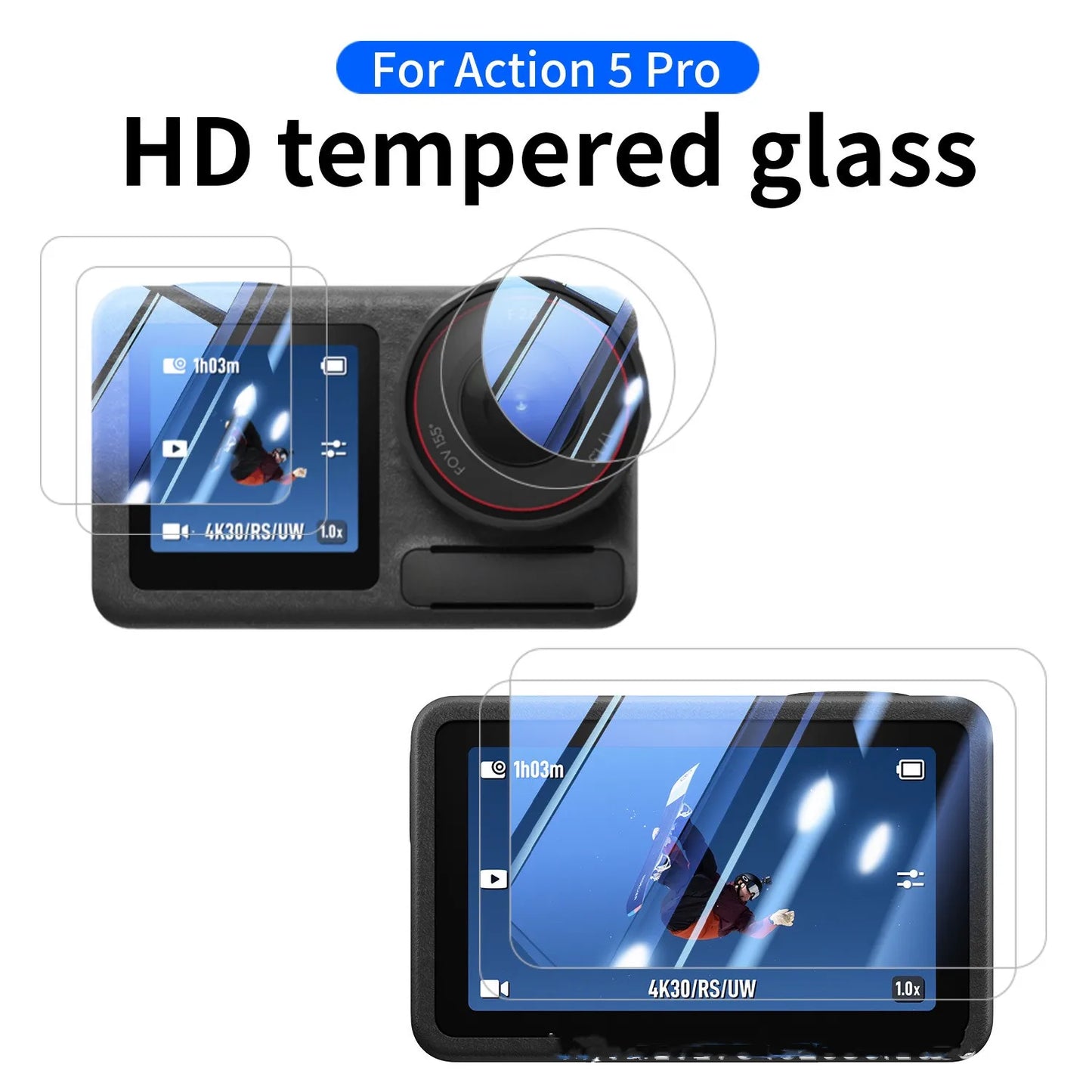 DJI OSMO Action 5 Pro Case, Lens Cover & Screen Protectors 6-Pack