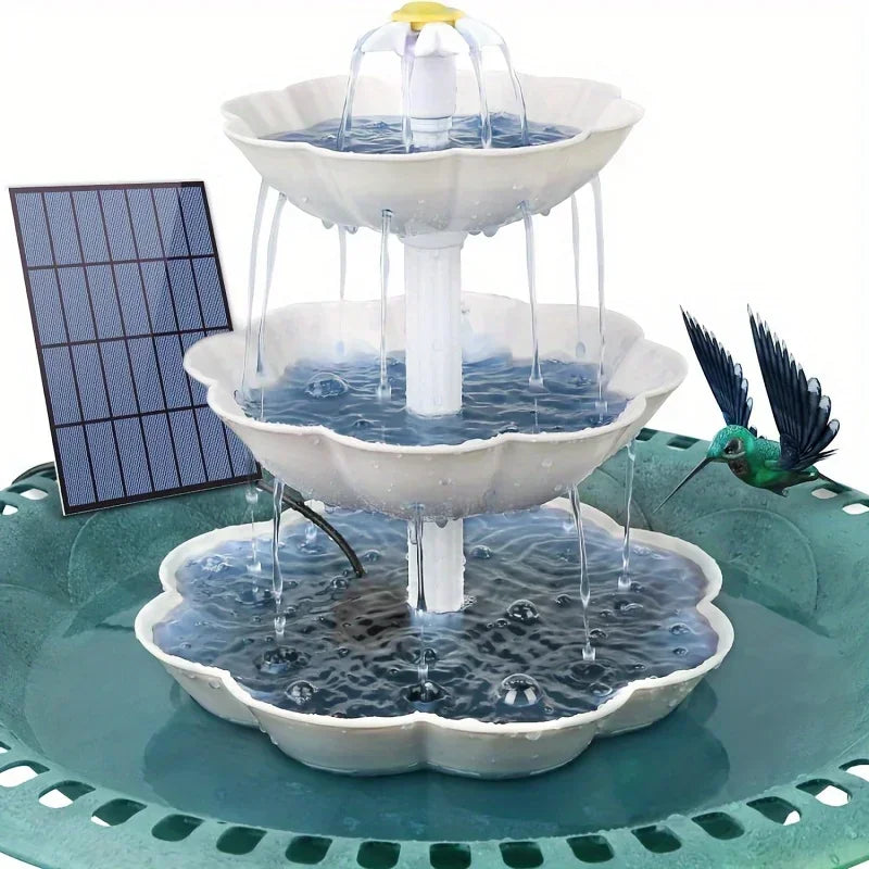 3-Tier Solar Bird Bath Fountain with 2.5W Pump | Garden Decor