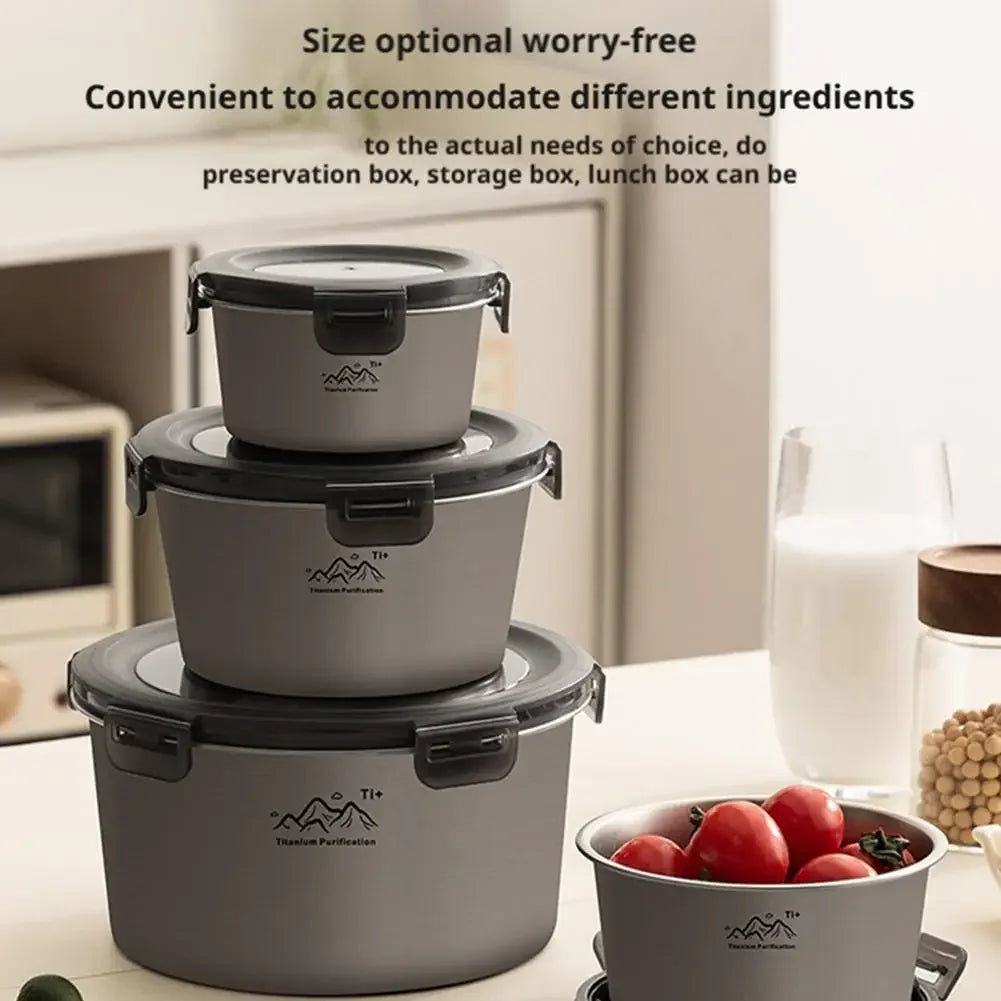 Rust Proof Titanium Ultralight Portable Food Sealing Bowl with Lid Fresh-keeping Portable Purification Dinner Box For Picnic Peaceful Pleasures Health and Wellness
