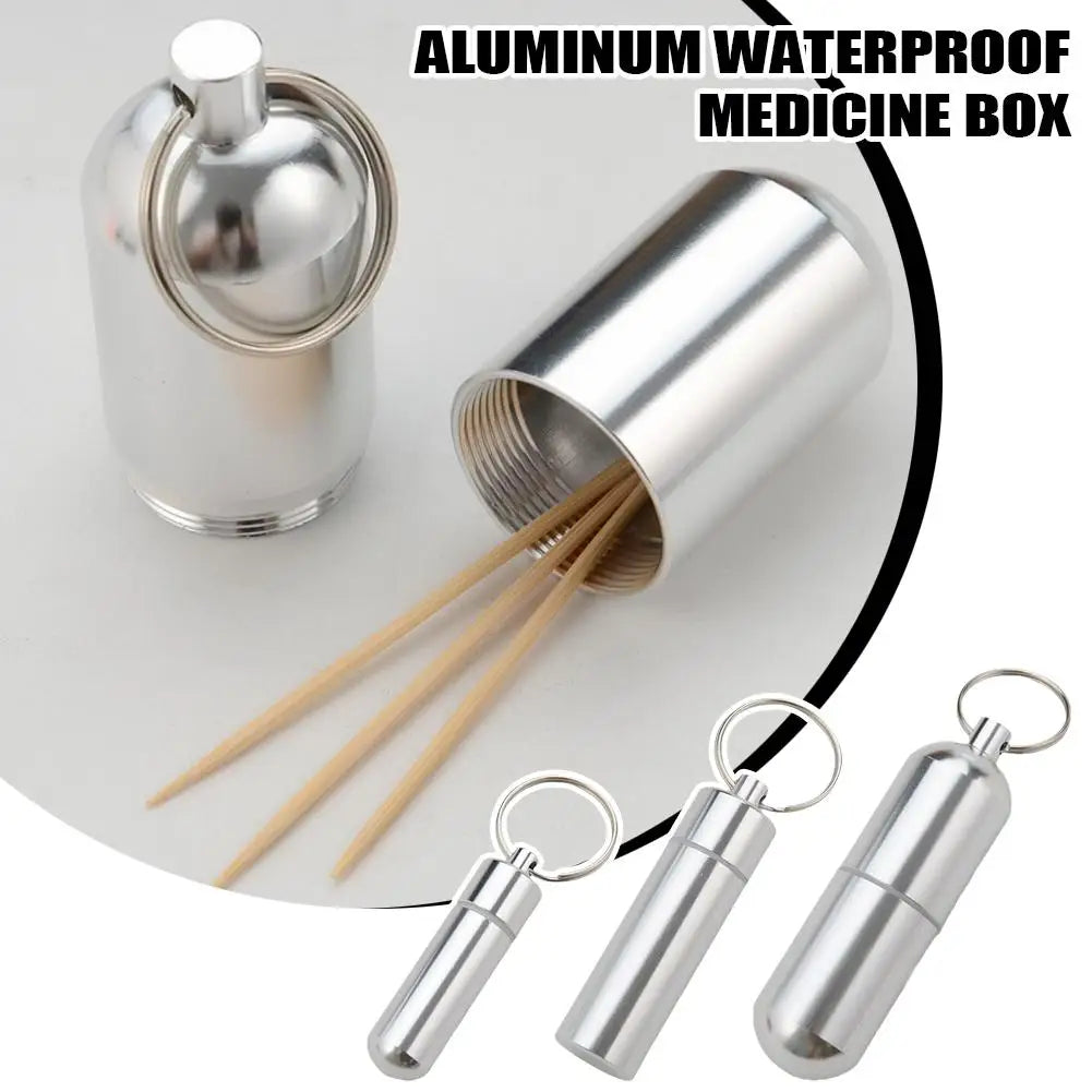 Portable Storage Medicine Box Aluminum Alloy Cotton Swab Holder Waterproof Toothpick Box Travel Camping Pill Storage Organizers Peaceful Pleasures Health and Wellness