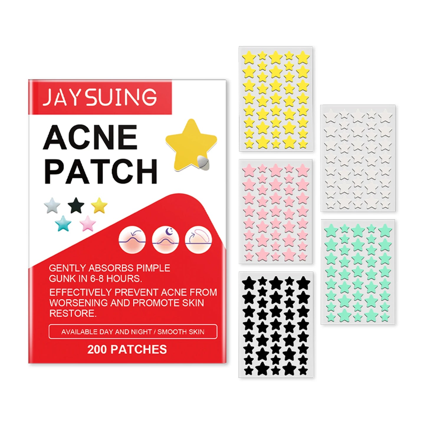 Hydrocolloid Acne Patches 200pcs | Star-Shaped Blemish Dots