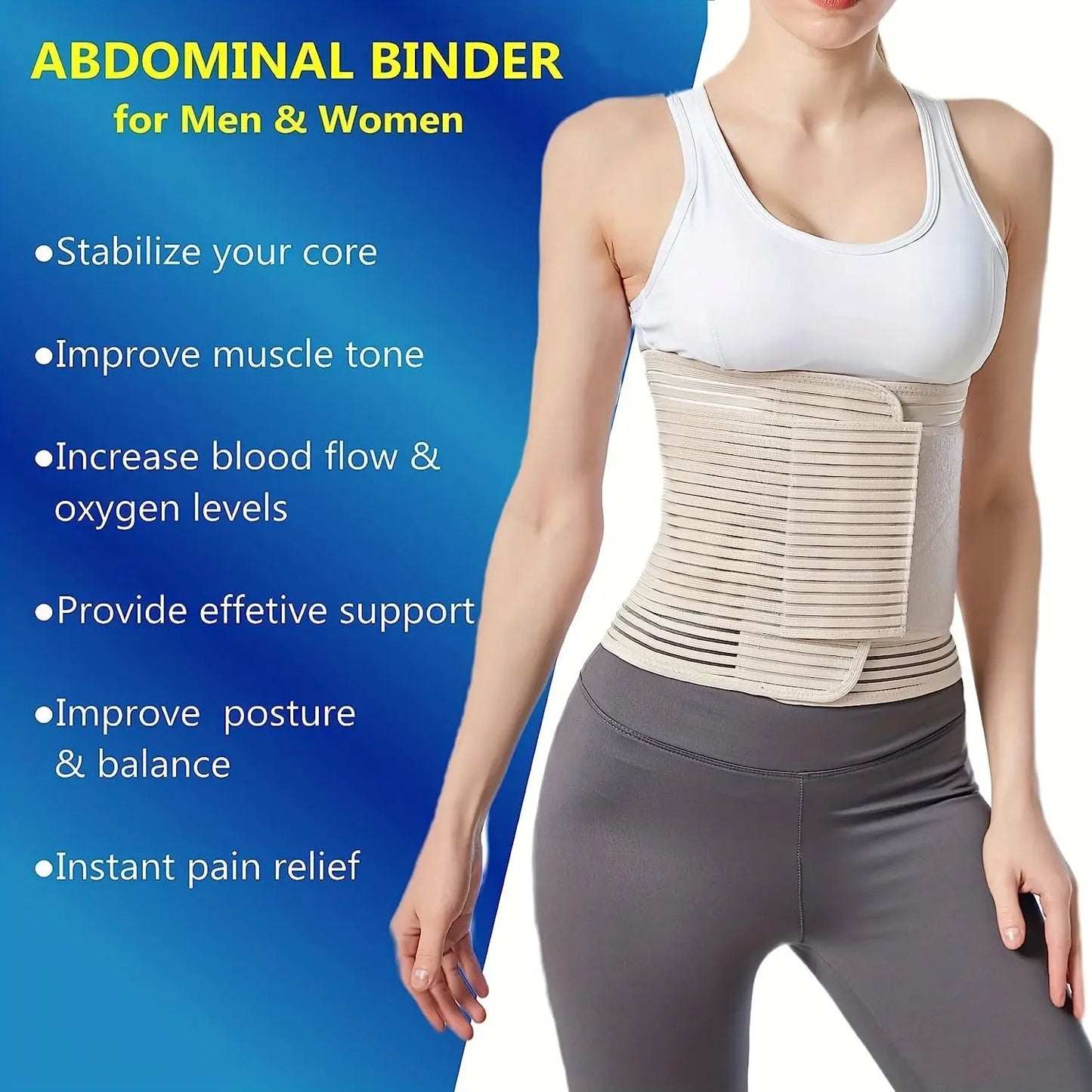 High Quality Abdominal Band Tummy Belt Abdominal Binder Post Surgery Girdle Belt Support Belt Compression Stomach Wrap Peaceful Pleasures Health and Wellness