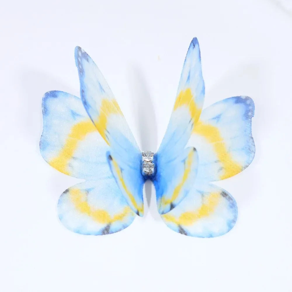 50Pcs 3D Organza Butterfly Appliqués – Gradient Mesh Patches