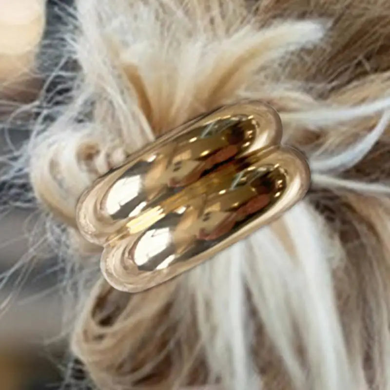 Gold Geometric Metal Hair Ties – Set of 4 Ponytail Holders